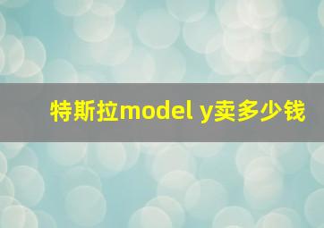 特斯拉model y卖多少钱